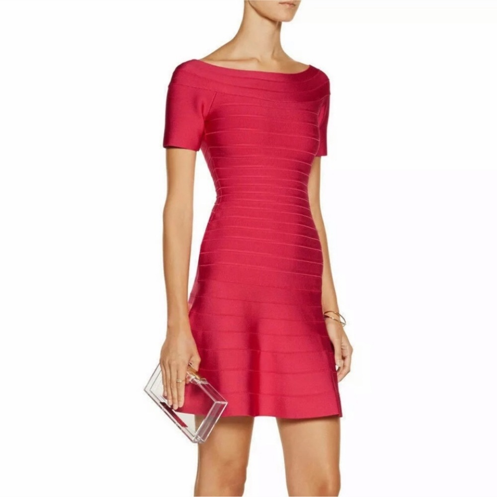 Herve Leger Hot Pink Dress